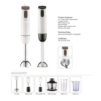 288457S Mixeur Plongeant en Titane à 2 Vitesses, Ensemble Mixeur Plongeant Multifonction 4-en-1 avec Accessoires