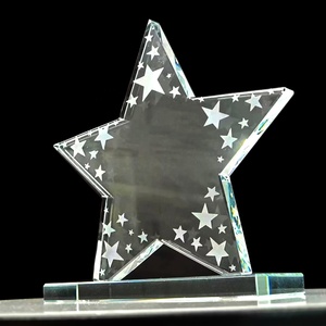 Trofeos <span class=keywords><strong>de</strong></span> Cristal con Placa en Forma <span class=keywords><strong>de</strong></span> <span class=keywords><strong>Estrella</strong></span>, Base <span class=keywords><strong>de</strong></span> Cristal Transparente, Certificado <span class=keywords><strong>de</strong></span> <span class=keywords><strong>Cinco</strong></span> Puntos, Venta al Por Mayor - Product Image 3