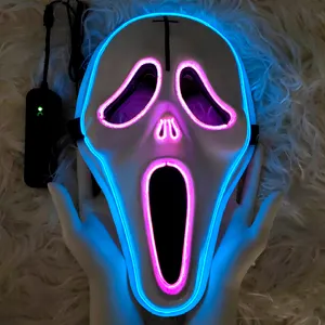 Halloween Party Carnival Party Supplies Plastic Scary Scream Led Light Up Mask