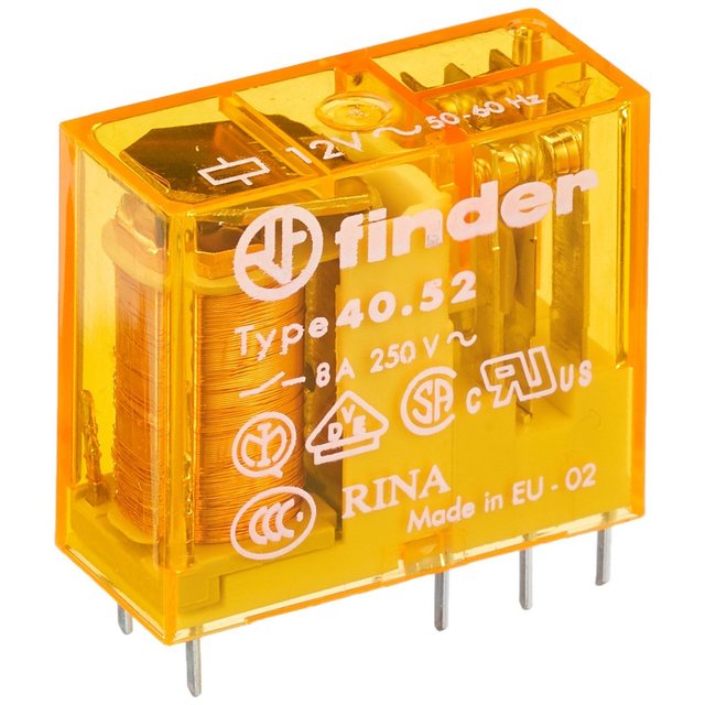 Finder 40.52 Mini Relay 12V AC 8A 250V PCB Mount Electromagnetic Relay