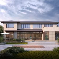 Villa en bois préfabriquée moderne, design personnalisé de luxe avec de grandes fenêtres en verre