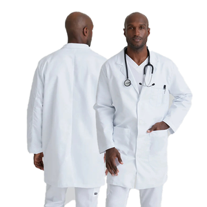 Bata de laboratorio de punto impresa personalizable para el personal médico Spandex SMS PE OEM Uniformes de hospital Bata de enfermera médica - Product Image 6