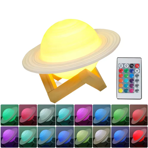 Lampe Saturne LED 3D Moderne pour Enfants, en PLA, 16 Couleurs, Veilleuse, Télécommande Tactile, Intensité Réglable, pour Chambre à Coucher - Product Image 2