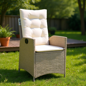 เก้าอี้พักผ่อนอิเกีย สีเบจ โพลีราตัน เก้าอี้สวนแบบมีเบาะ เฟอร์นิเจอร์กลางแจ้ง สไตล์ร่วมสมัย - Product Image 2