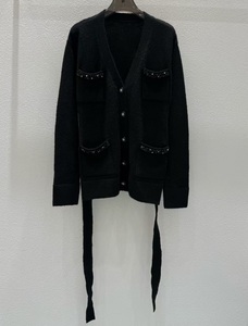 High Quality New <strong>Black</strong> Long <strong>Cardigans</strong> 2025 Autumn Winter Clothes <strong>Lady</strong> V-Neck Beading <strong>Pocket</strong> Patchwork Wool Knitted <strong>Cardigan</strong> Wear - Product Image 2