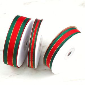 Ruban en polyester rayé rouge et vert de Noël 1/1,5/2/2,5 cm, 25 yards pour emballage cadeau, vêtements, Saint-Valentin, mariage - Product Image 3