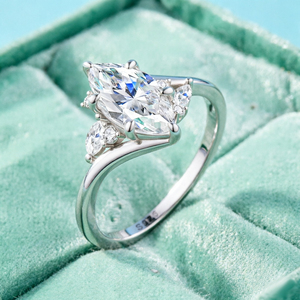 Customize Luxury Jewelry 925 Sterling <b>Silver</b> <b>Ring</b> Rhodium Plated Marquise Cut 3A White Zircon Stone Women's Engagement Party - Product Image 5