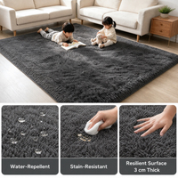 Tapis shaggy épais de 3 cm, tapis en peluche à poils longs, résistant à l'eau, résistant aux taches, avec dos antidérapant pour chambre d'enfant