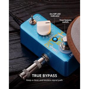 Pédale de changement de tonalité Lekato, aluminium bleu, compacte, effet de guitare, True Bypass, pédale musicale - Product Image 4