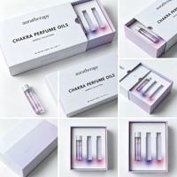 Boîte d'emballage personnalisable pour aromathérapie, kit d'échantillons de parfum, boîte cadeau pour huiles essentielles OEM avec insert en papier arc-en-ciel
