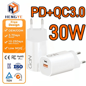Cargadores y Adaptadores al por Mayor, Cargador de Pared de Carga Rápida <span class=keywords><strong>GaN</strong></span> de 30W con 2 Puertos, PD QC 3.0, 240V 50Hz, Adaptador de Corriente Universal de 30w - Product Image 1