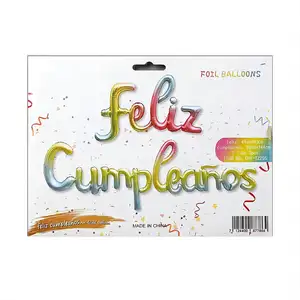 การ์ดบรรจุภาษาสเปนตัวอักษรสุขสันต์วันเกิดชุดFeliz Cumpleanosปาร์ตี้วันเกิดสเปนอลูมิเนียมฟิล์มบอลลูน