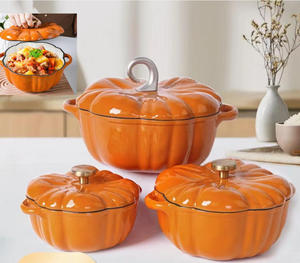 Pumpkin Enamel Cast Iron Cookware Sets Mini Dutch Oven Belly <strong>Pot</strong> Set Enameled <strong>Stew</strong> <strong>Pot</strong> Soup <strong>Pot</strong> for Braising Baking Home - Product Image 1