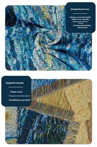 Manta tejida Jacquard de Vincent Van Gogh's <span class=keywords><strong>Star</strong></span> Moon Night 100% poliéster súper suave ropa de cama para todas las estaciones sofá toalla famosa - Product Image 5