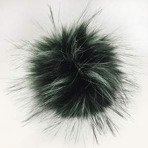 12-14cm vert foncé avec pointe blanche <span class=keywords><strong>fourrure</strong></span> artificielle en peluche <span class=keywords><strong>fausse</strong></span> <span class=keywords><strong>fourrure</strong></span> de renard pompon avec bouton pour bonnet (pour les articles en stock uniquement) - Product Image 1