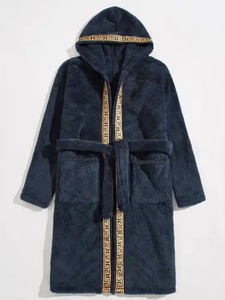 Nhà Máy Biểu Tượng Tùy Chỉnh Áo Choàng Tắm Mới Đến Flannel Người Đàn Ông Của Quần Áo Ngủ Mùa Đông Áo Choàng Chất Lượng Cao Đêm Mặc - Product Image 2