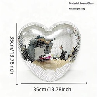 Produit phare : Grand cœur en verre réfléchissant rose argenté effet miroir, motif Pêche Amour, pour la Saint-Valentin, Noël et le Nouvel An