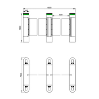 Porte battante de sécurité pour piétons à reconnaissance faciale de luxe avec lecteur de carte RFID et anti-collision pour Metro Mall