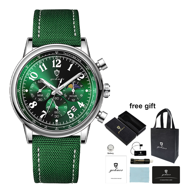 Gohuos 9807 Fashion Nylon Man Wristwatch Waterproof Luminous Date Display Classic Watch Original Quartz Casual Men's Watches