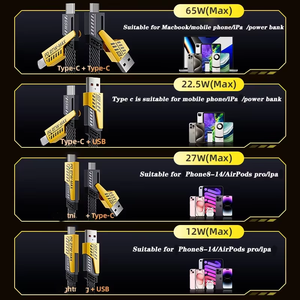 Đa-Chức Năng USB Type-C4 in1 Nhanh Chóng Sạc Cáp Cho Điện Thoại Di Động 1M & 2M Độ dài Nylon Áo Khoác - Product Image 4