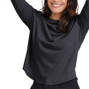 Camiseta de Manga Larga con Cuello Redondo para Mujer, Cómoda, Básica, Informal, Venta al Por Mayor, Proveedor de Ropa de Marca Privada - Product Image 2