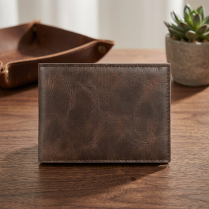 WRIZA Portefeuille pliable en cuir véritable marron vintage pour homme, portefeuille court pour usage quotidien, durable, Stylemen - Product Image 2