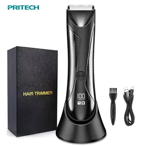 Pritech Factory Rechargeable Hair Clipper Cordless Body Groomer Waterproof Pubic Groin Body Hair Trimmer With 7000rpm