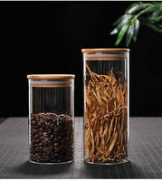 Bocaux en verre de luxe pour cuisine, récipients de stockage alimentaire avec couvercle en bambou, bocaux en verre pour épices et ingrédients