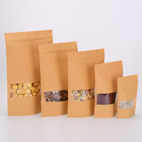 Prix d'usine – Sachet Doypack refermable en papier kraft brun uni, recyclable, de qualité alimentaire, pour biscuits, chips et aliments pour bébés