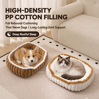 Coussin carré en peluche douce pour animaux de compagnie, lavable, chaud, en coton PP, pour chat et chien, avec fond antidérapant, vente en gros