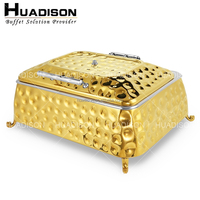 Huadison Hotel Supplies Rectangle Chauffe-plats pour buffet Chauffe-plats martelé Ensemble de buffet