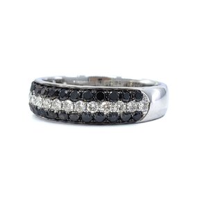 925 Sterling <b>Silver</b> Black Rhodium Plated Brilliant Cut Black White Moissanite <b>Mens</b> Luxury Wedding Band Hip Hop Statement <b>Ring</b> - Product Image 3