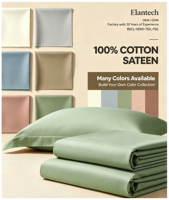 Parure de lit luxueuse en satin 100% coton 60S, draps en coton biologique