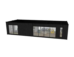 Сборный контейнерный дом 40 футов, роскошный дизайн, черный цвет, с ванной, гостиной, для домашнего использования, высококачественный праздничный дом
