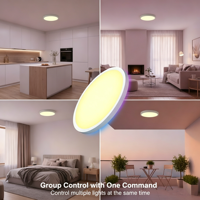 Plafonnier intelligent RGBCW 1800LM Tuya Wifi pour Alexa Google App Control, plafonnier LED à intensité variable pour la maison