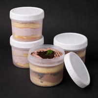 Contenant à gâteau en plastique transparent avec couvercle à vis 400 ml, gobelets à dessert pour boulangerie, pots alimentaires à emporter, empilables, logo personnalisé, vente en gros
