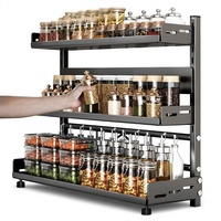 Support de Rangement Double Niveau en Métal Réglable pour Épices et Couteaux, Organisateur de Comptoir pour Condiments et Articles Divers – Meilleures Ventes
