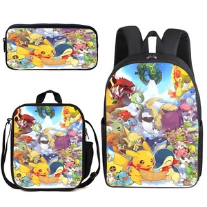 Sac à dos scolaire Pika trois pièces en tissu Oxford, motif dessin animé, nouvelle génération - Product Image 6