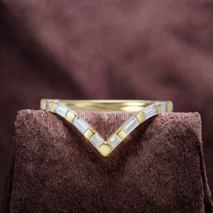 Bague de fiançailles et de mariage empilable en V pour femme, en argent sterling 925 plaqué or 18 carats et rhodium, ornée de zircon, bijoux de luxe chrétiens - Product Image 3