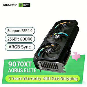 NOUVEAU GIGABYTE AMD GPU RX9070XT <span class=keywords><strong>AORUS</strong></span> E 16G GDDR6 256 bits, composants informatiques de jeu pour ordinateur de bureau en stock - Product Image 1