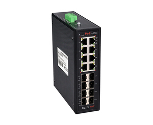 Commutateur Ethernet Gigabit industriel 16 ports 32 Gbit/s, gestion PoE, prise en charge VLAN, montage sur rail DIN, boîtier en aluminium robuste - Product Image 2