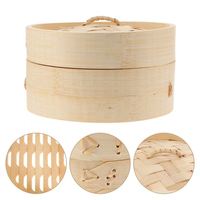 Olla Vaporera Apilable De 3 Niveles Bambu 6 Pulgadas Y Cesta Drenable Redonda Cajon Humeante Del Alimentos Hecha En China
