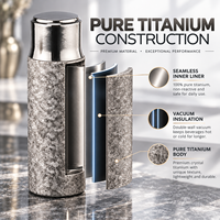 Bouteille isotherme en titane pur de 480 ml avec couvercle magnétique, double paroi isolée, pour le bureau et les voyages