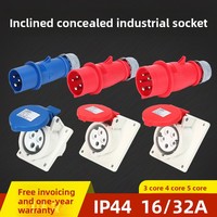 Prise industrielle en nylon IP44 16A/32A 3 broches 4 fils 5 trous étanche avec couvercle de base oblique aviation Chine continentale