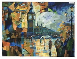 ภาพวาดภูมิทัศน์วันฮาโลวีนที่ทันสมัย vinpi Vietnam oemem ภาพแอบสแตรกต์บนผ้าใบแคนวาสสำหรับการเดินทางในเมือง - Product Image 2