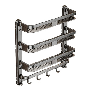 Wall Mounted Spice Rack Multi Tier Storage Organizer With Hooks For Kitchen Cabinet Shelves Punch Free Installation - Product Image 4