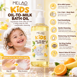 Huile de bain pour bébé marque privée, huile pour enfants, gel douche lait 2 en 1, shampoing et gel douche, nettoyage doux sans larmes, huile shampoing pour bébé - Product Image 1