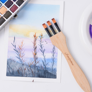 Pinceaux à <span class=keywords><strong>peinture</strong></span> personnalisés, ensemble de pinceaux plats multi-têtes pour <span class=keywords><strong>peinture</strong></span> acrylique, manche en bois synthétique, pinceau aquarelle - Product Image 3