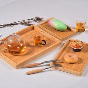 Ensemble de plateaux de service en bambou rectangulaires, bois naturel, style japonais, pour le thé, le café, la salle à manger, la cuisine - Product Image 3