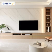 Lemari TV Panel Kayu Modern Ramah Lingkungan untuk Perabot Ruang Tamu dengan Pengatur Kabel Tersembunyi dan Konsol Media